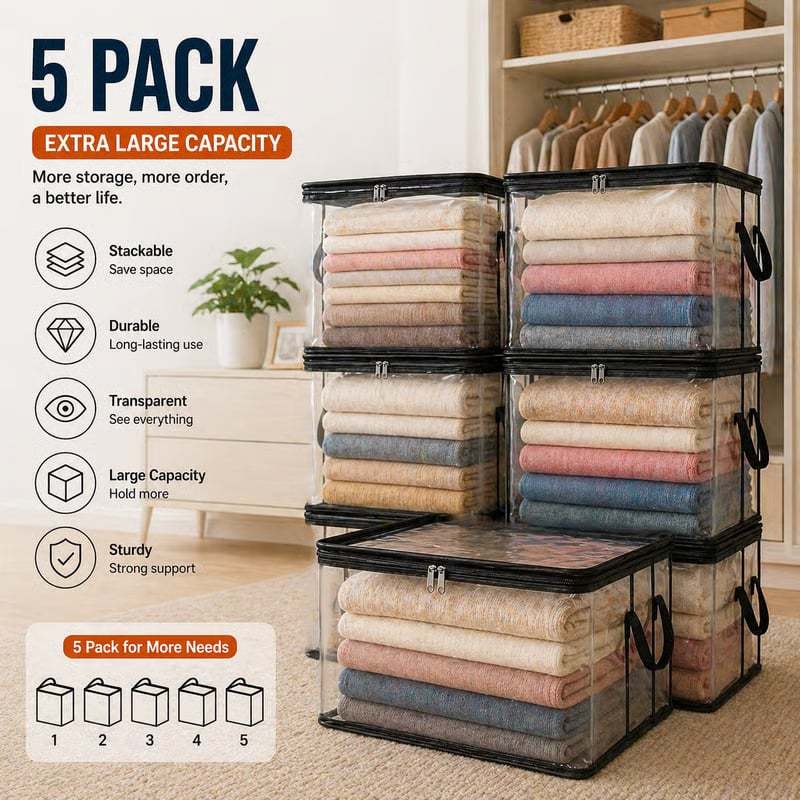 🎁 Last Day Sale 49% OFF📦Large Heavy-Duty Thick Clear Storage Bag for Clothes, Moving & Storage