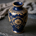 Timeless Cobalt Blue Vintage Floral Ceramic Vase
