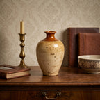 Rustic Two-Tone Amber and Speckled Sand Ceramic Vase