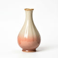 Elegant Ombre Blush and Cream Ribbed Ceramic Vase