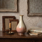 Elegant Ombre Blush and Cream Ribbed Ceramic Vase