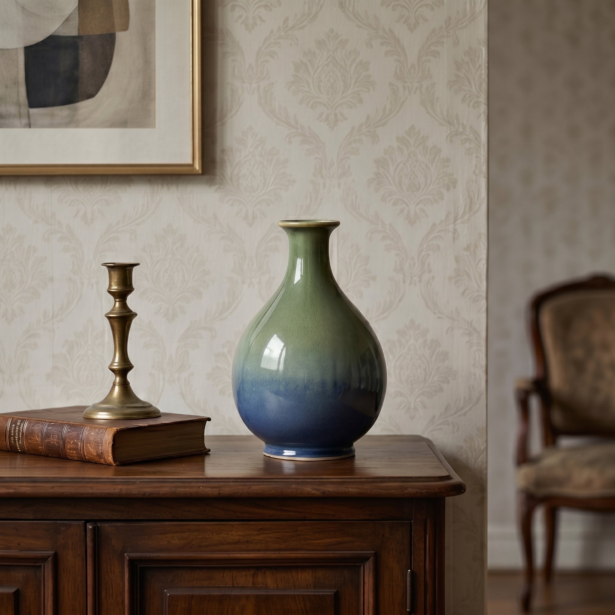Blue Reactive Glaze Ceramic Vase