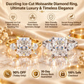🔥 LAST DAY 90% OFF : Dazzling Ice-Cut Moissanite Diamond Ring (1.5CT - 5.0CT) | 18K Gold Plated S925 Three-Stone Radiant Ring with Trillion Accents