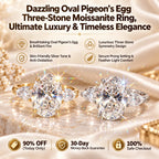 🔥 LAST DAY 90% OFF : Dazzling Oval "Pigeon's Egg" Three-Stone Moissanite Ring – Finger-Slimming Elegance & Five-Figure Brilliance