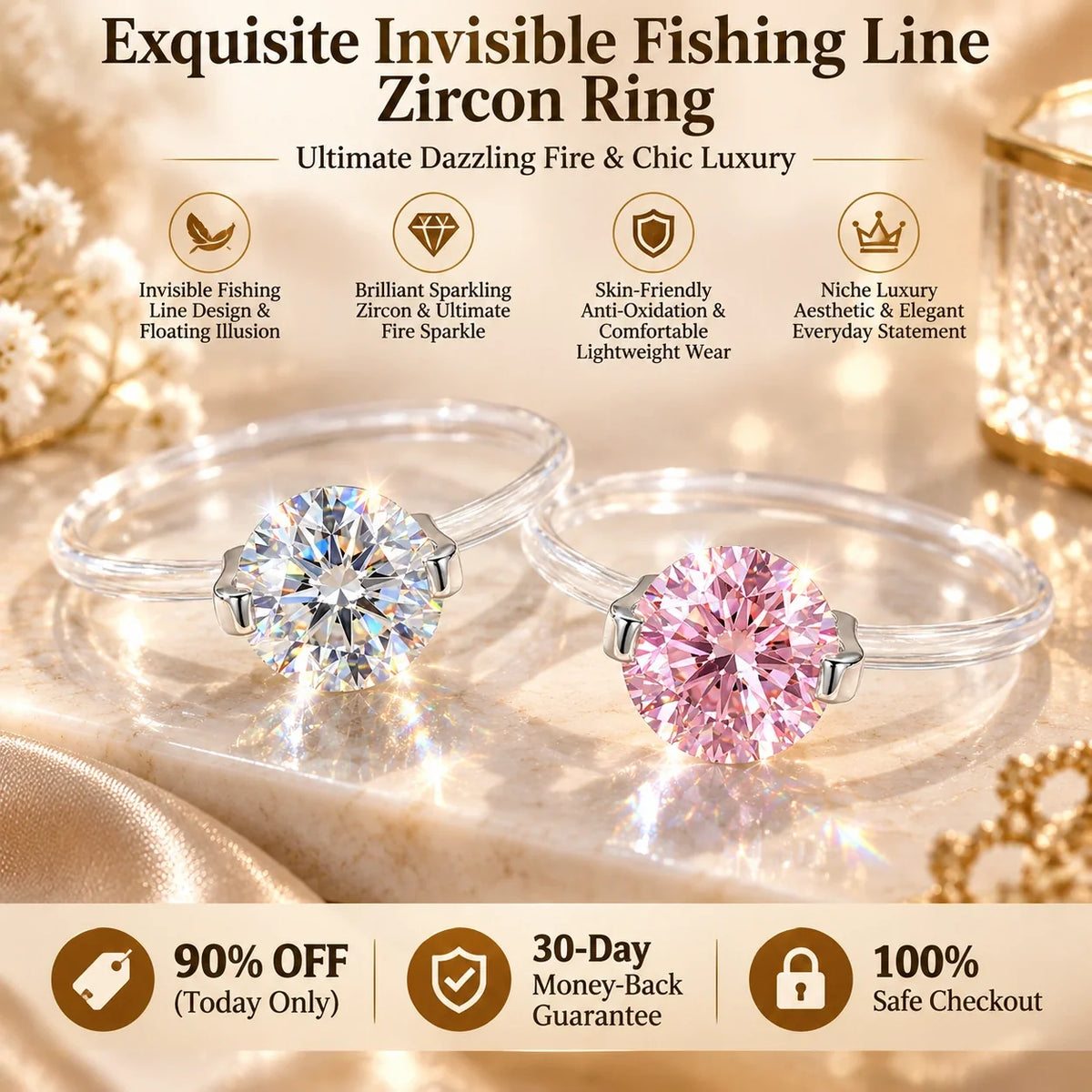 🔥 LAST DAY 90% OFF : Exquisite Invisible Floating Diamond Ring – Weightless Elegance & Zero-Pinch Comfort