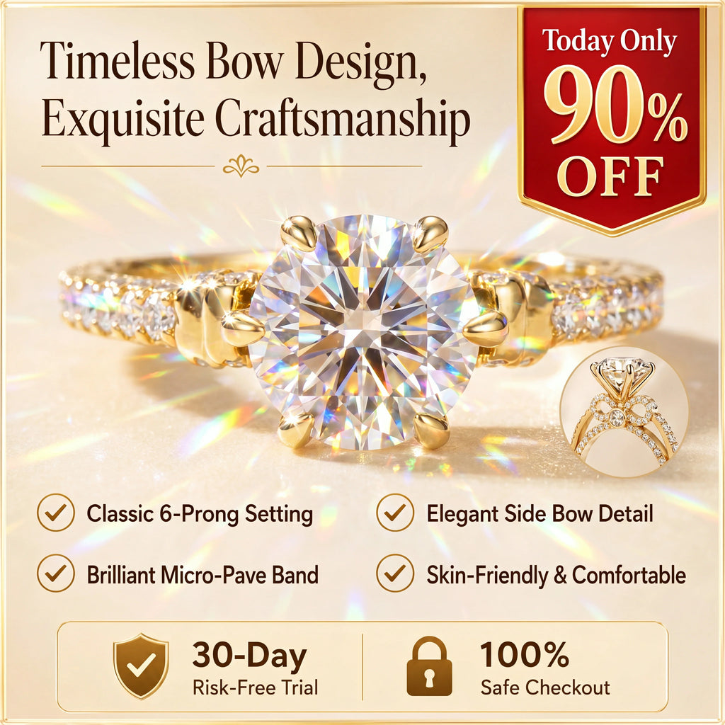 🔥 LAST DAY 90% OFF: Dazzling Handcrafted Moissanite Bow Ring — Yours for the Cost of Materials!
