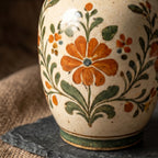 Rustic Hand-Painted Floral Ceramic Vase