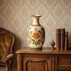 Rustic Hand-Painted Floral Ceramic Vase