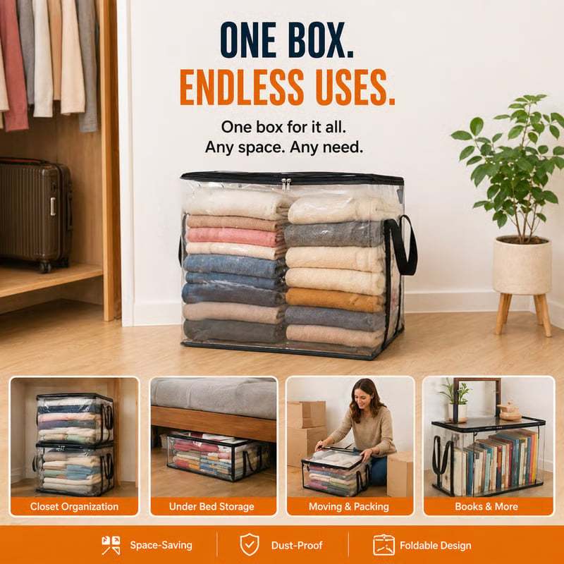 🎁 Last Day Sale 49% OFF📦Large Heavy-Duty Thick Clear Storage Bag for Clothes, Moving & Storage