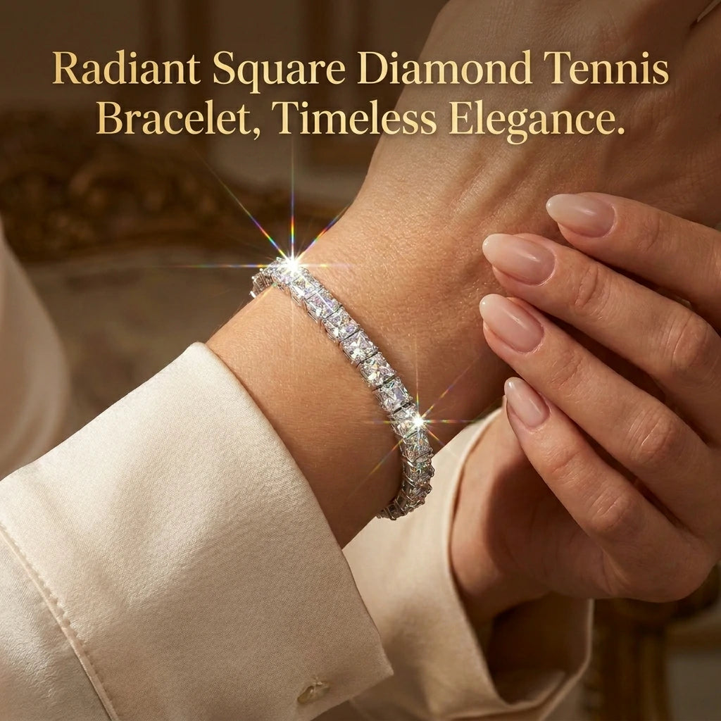 🔥 LAST DAY 90% OFF : Radiant Square Diamond Tennis Bracelet – Seamless Brilliance & Fluid Comfort
