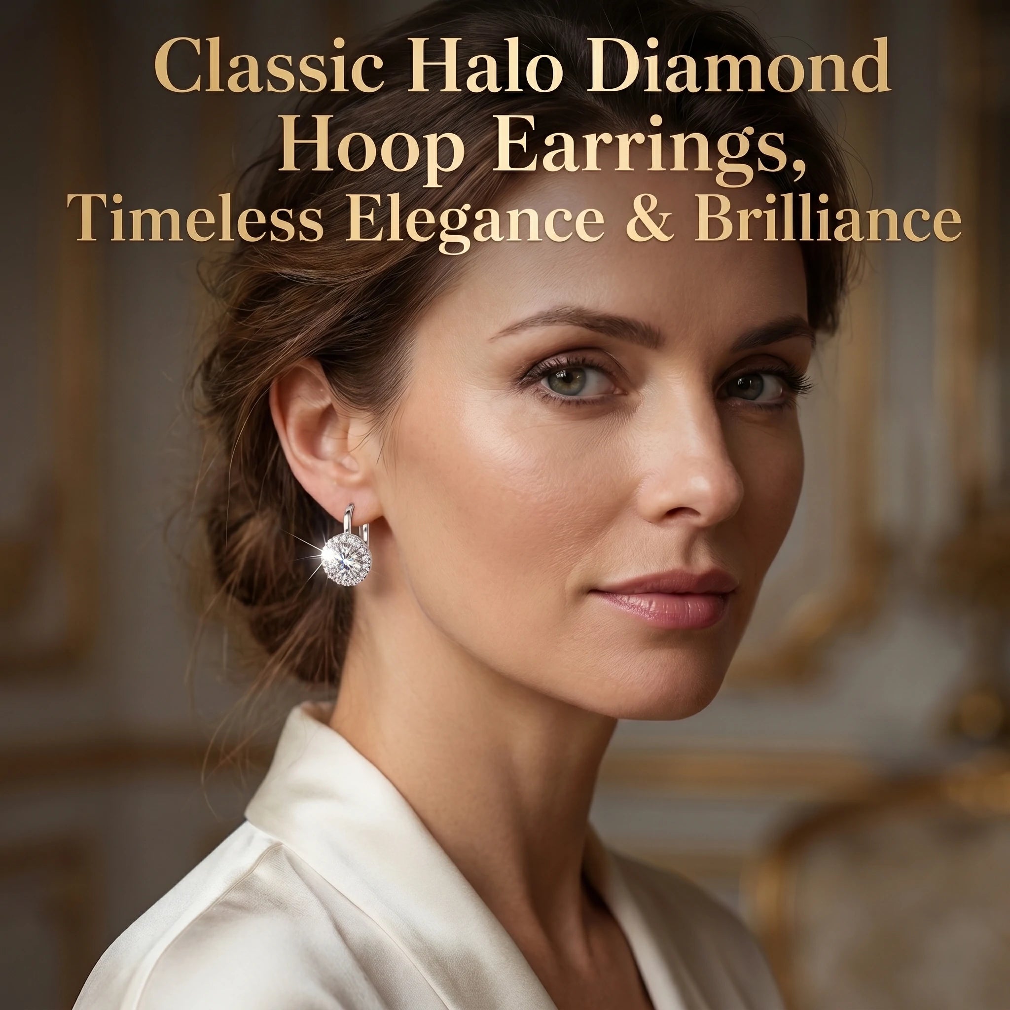 🔥 LAST DAY 90% OFF : Classic Halo Diamond Huggie Hoop Earrings – Timeless Elegance & Secure Brilliance