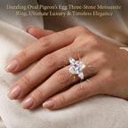 🔥 LAST DAY 90% OFF : Dazzling Oval "Pigeon's Egg" Three-Stone Moissanite Ring – Finger-Slimming Elegance & Five-Figure Brilliance