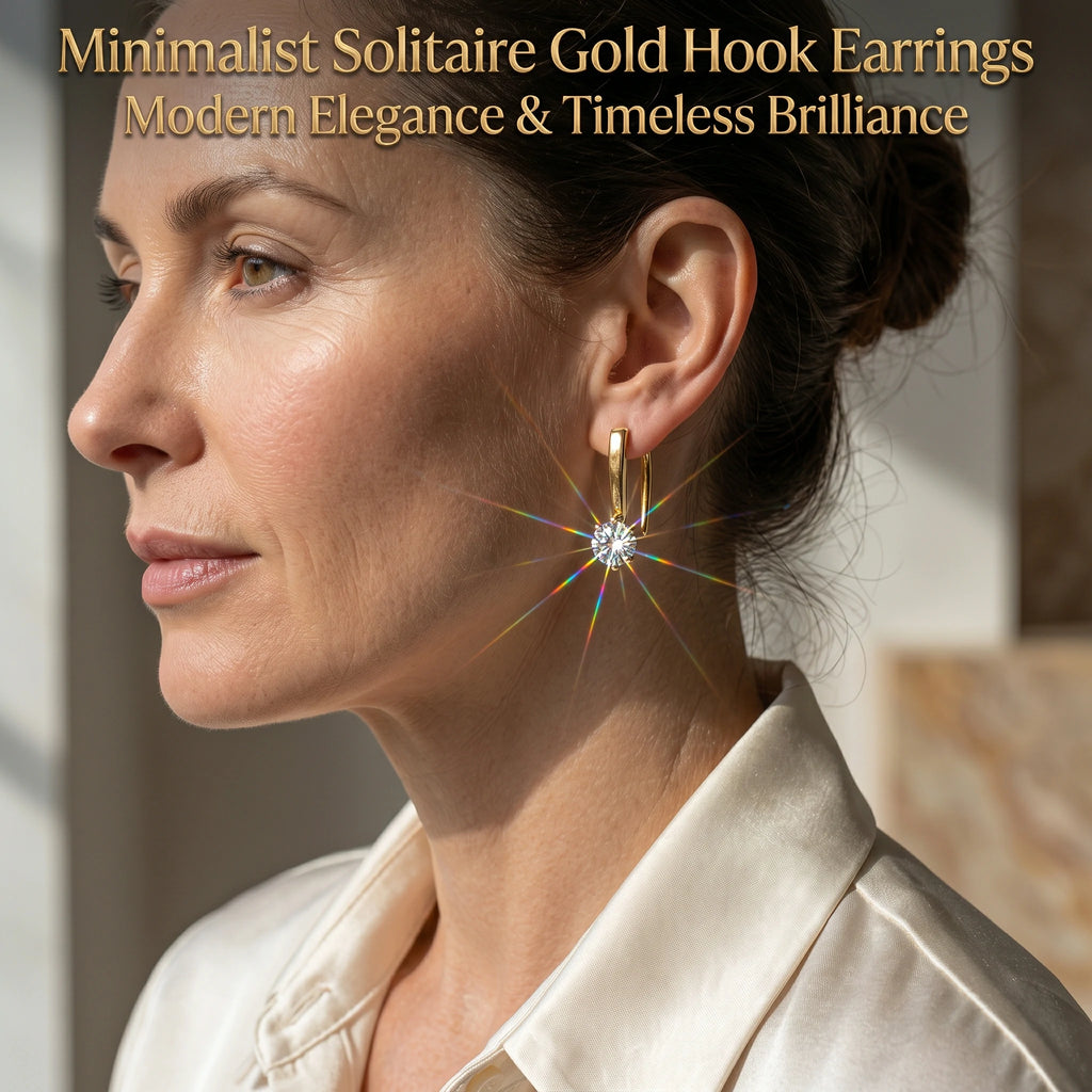 🔥 LAST DAY 90% OFF : Minimalist Solitaire U-Shape Hook Earrings – Easy-On Comfort & Timeless Brilliance