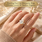 🔥 LAST DAY 90% OFF : Dazzling Pear-Cut Moissanite Ring | 18K Gold Plated S925 Teardrop Solitaire Ring with Marquise Accents