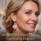 🔥 LAST DAY 90% OFF : Radiant Pink Heart Charm Drop Earrings – Captivating Sparkle & Featherlight Elegance