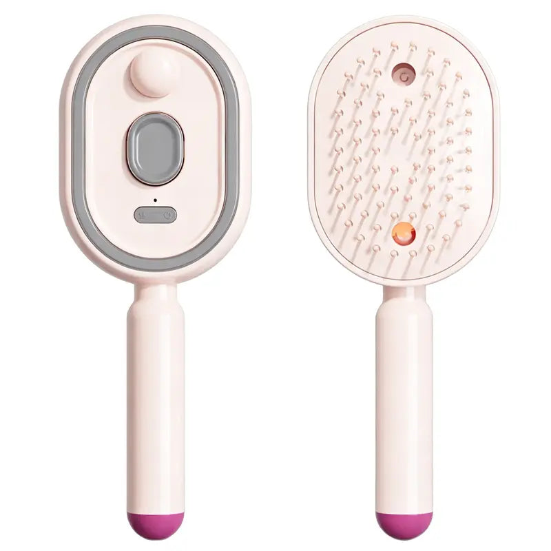 Electric Spray Air Cushion Massage Comb – Self-Cleaning, Anti-Tangle, Anti-Static, Volumizing Hair Brush with Essential Oil Mist Aromatherapy for Hair Care