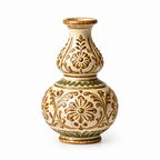 Embossed Earthy Floral Double Gourd Ceramic Vase