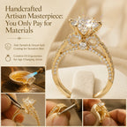 🔥 LAST DAY 90% OFF: Tester-Passing HD-Fire D-VVS1 Flawless Moissanite Vintage Bow Ring in Triple 14K Gold