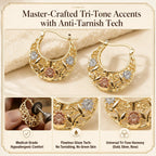 🔥 LAST DAY 90% OFF: Featherlight Tri-Tone Filigree Crescent Earrings in Hypoallergenic Base