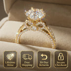🔥 LAST DAY 90% OFF: Tester-Passing HD-Fire D-VVS1 Flawless Moissanite Vintage Bow Ring in Triple 14K Gold
