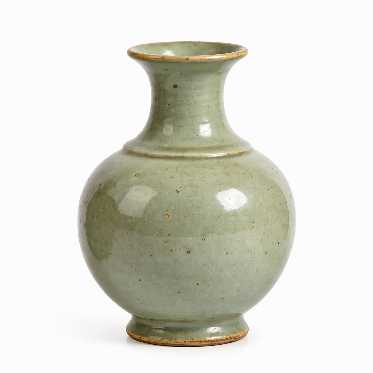 Serene Celadon Green Speckled Ceramic Vase