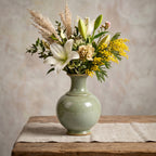 Serene Celadon Green Speckled Ceramic Vase