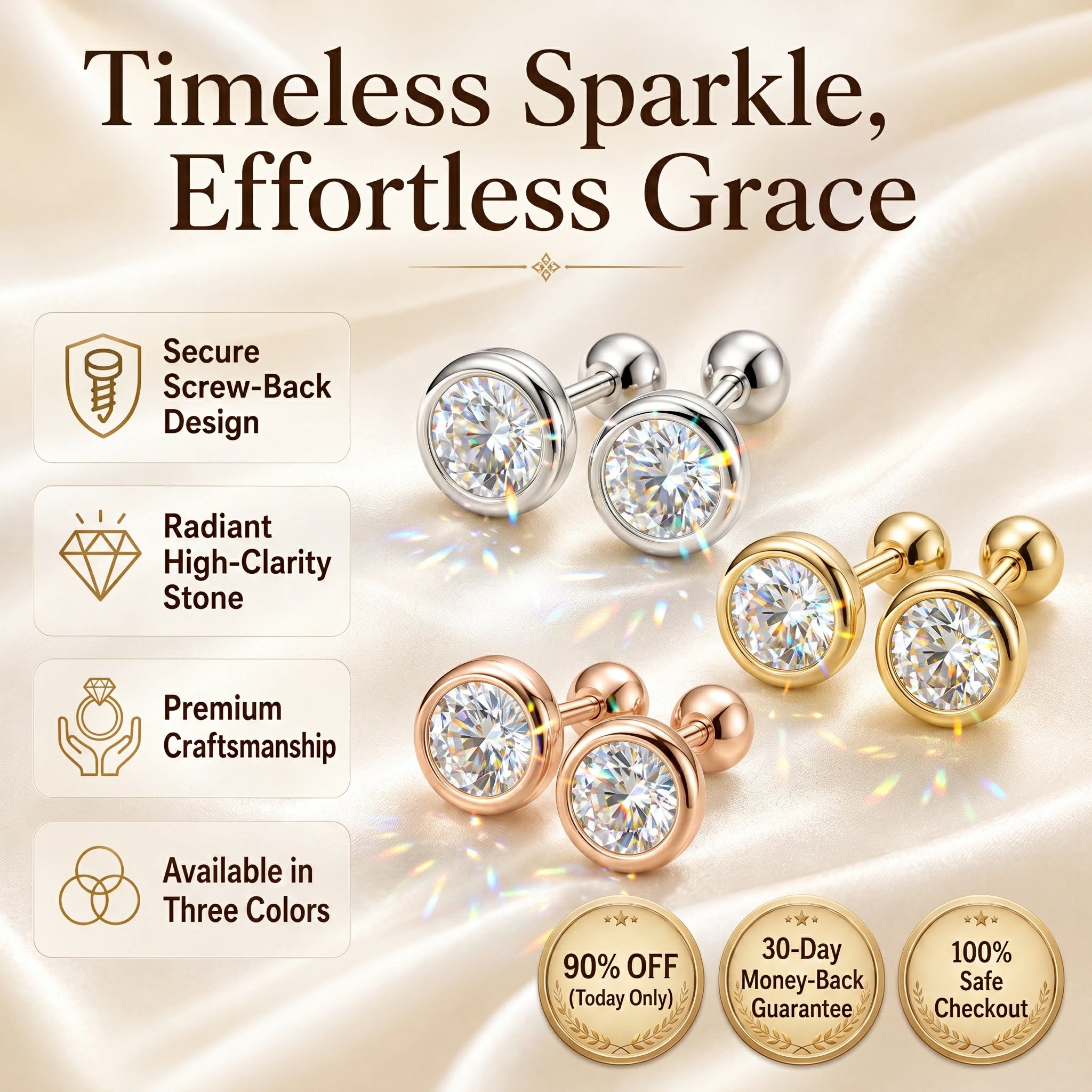 🚨 FLASH SALE: LAST DAY 90% OFF -The "Sleep-Safe" Moissanite Bubble Studs – Passes Diamond Tester
