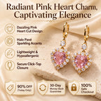 🔥 LAST DAY 90% OFF : Radiant Pink Heart Charm Drop Earrings – Captivating Sparkle & Featherlight Elegance