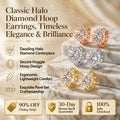 🔥 LAST DAY 90% OFF : Classic Halo Diamond Huggie Hoop Earrings – Timeless Elegance & Secure Brilliance