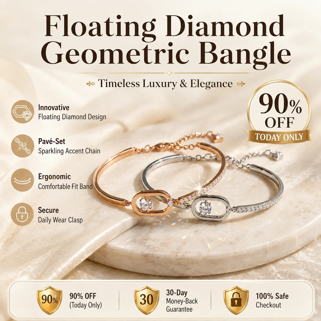 🔥 LAST DAY 90% OFF : Floating Diamond Geometric Bangle – Timeless Luxury &amp; Kinetic Brilliance