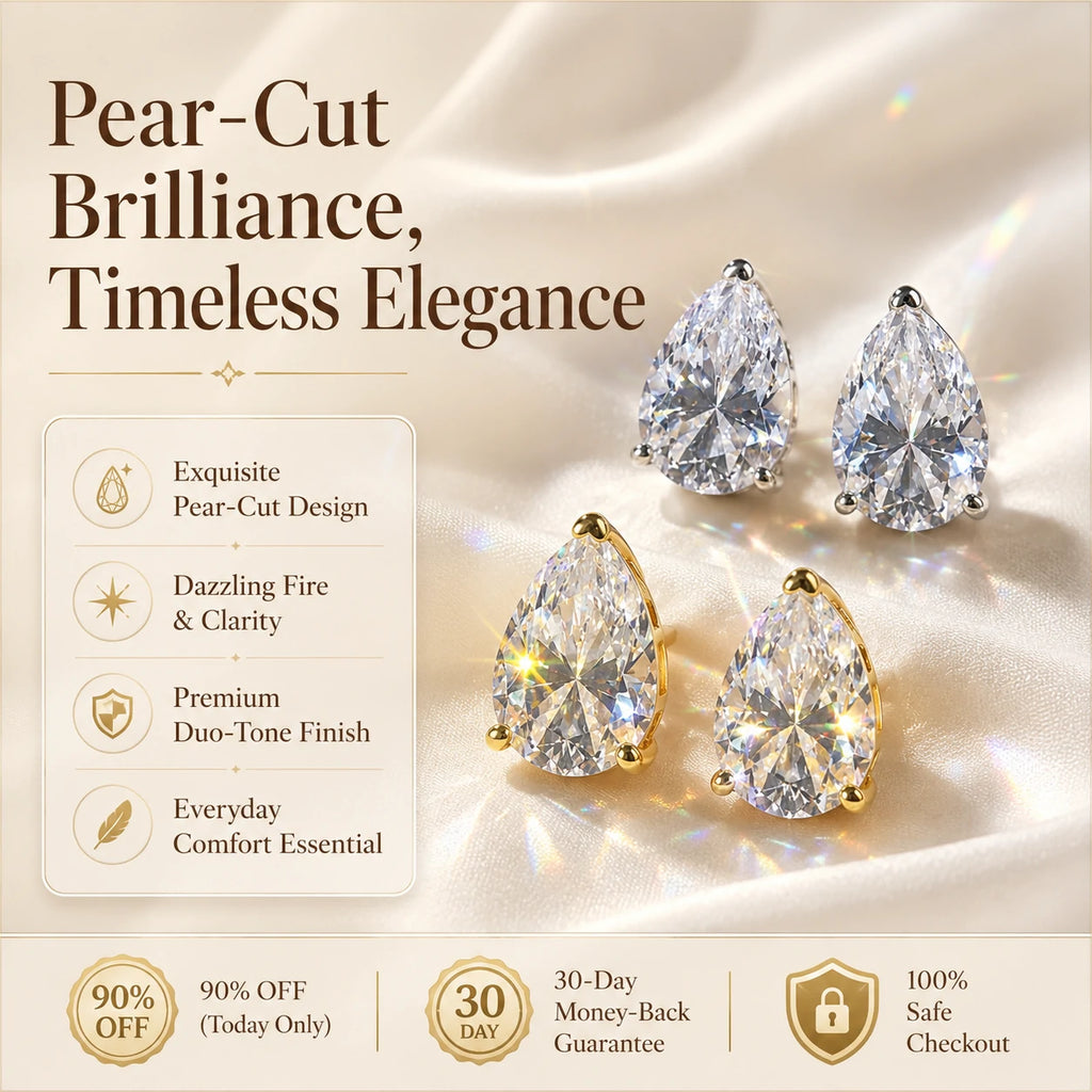 [Last Day 90% OFF] VVS Pear-Cut Moissanite Stud Earrings - 1ct to 3ct Per Earring