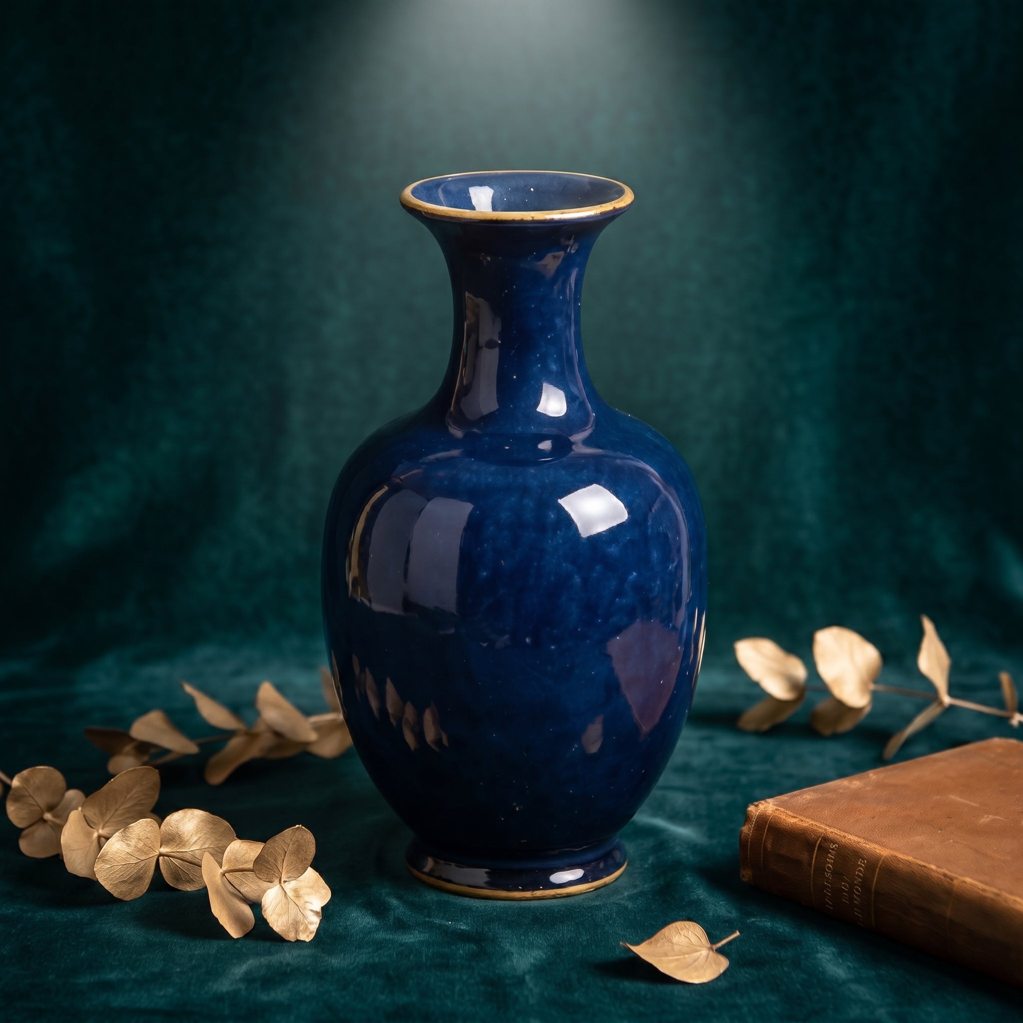 Elegant Vintage Cobalt Blue Ceramic Vase
