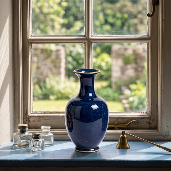 Elegant Vintage Cobalt Blue Ceramic Vase