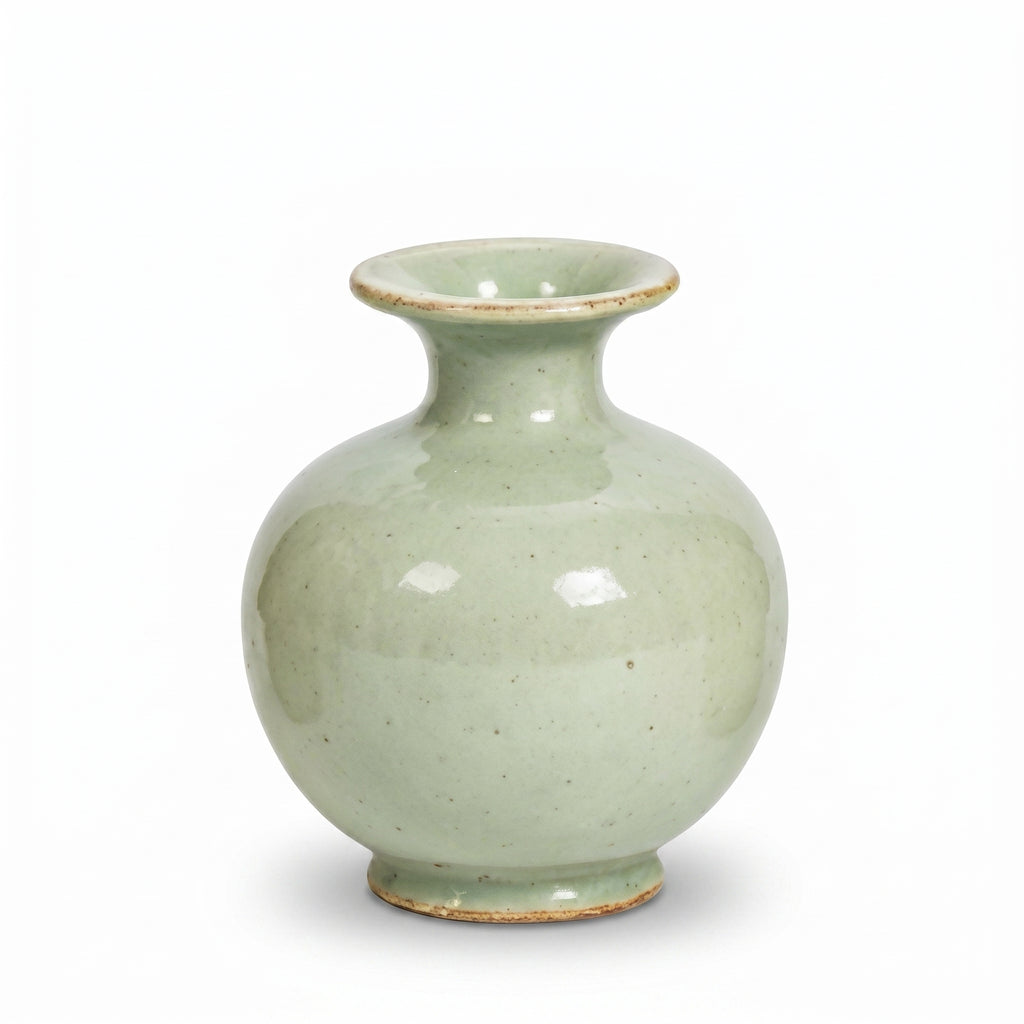 Tranquil Celadon Green Speckled Ceramic Vase