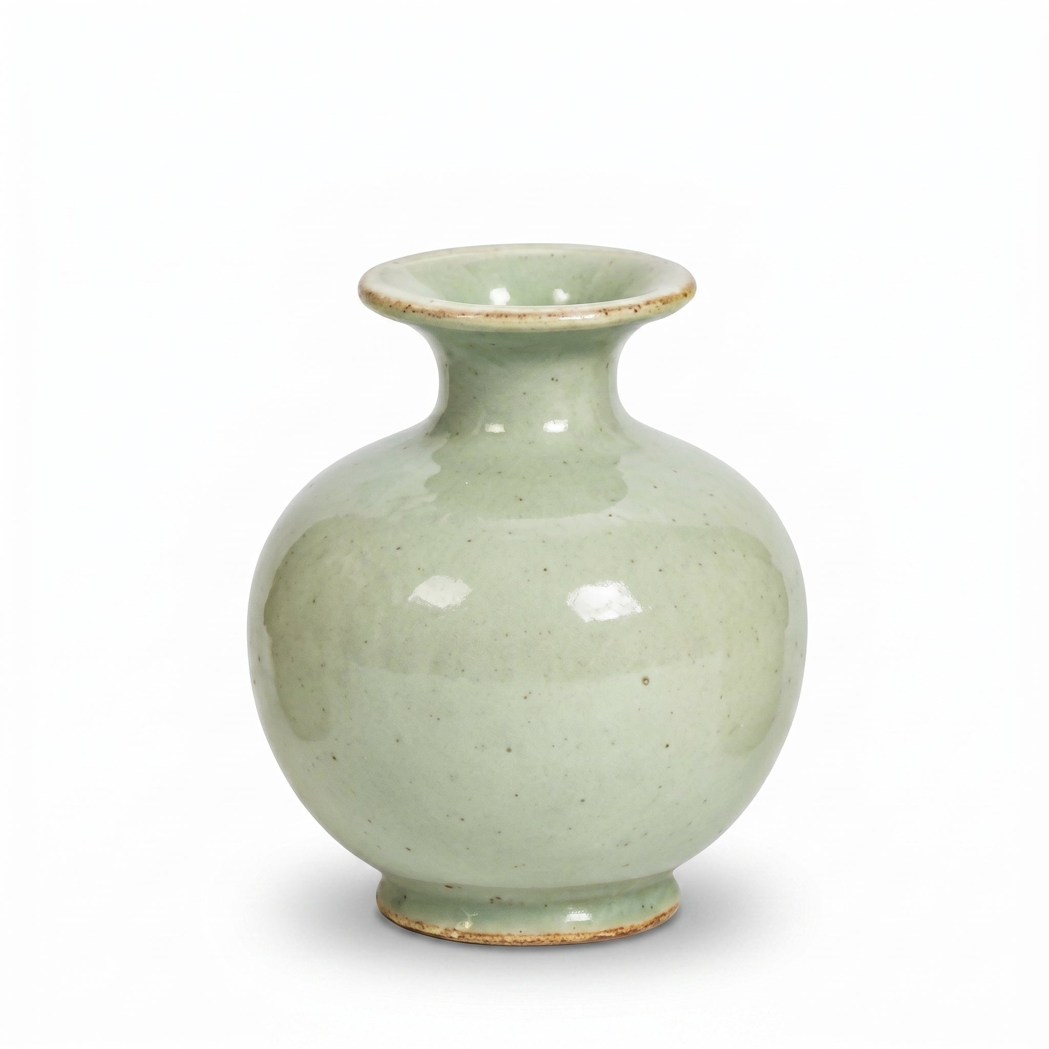 Tranquil Celadon Green Speckled Ceramic Vase