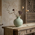 Tranquil Celadon Green Speckled Ceramic Vase