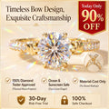 🔥 LAST DAY 90% OFF: Tester-Passing HD-Fire D-VVS1 Flawless Moissanite Vintage Bow Ring in Triple 14K Gold