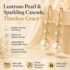 🔥 LAST DAY 90% OFF : Lustrous Pearl & Sparkling Cascade Drop Earrings – Timeless Grace & Modern Luxury