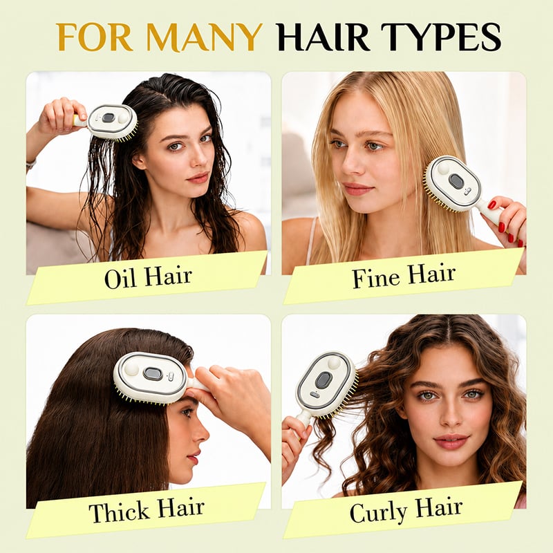 Electric Spray Air Cushion Massage Comb – Self-Cleaning, Anti-Tangle, Anti-Static, Volumizing Hair Brush with Essential Oil Mist Aromatherapy for Hair Care