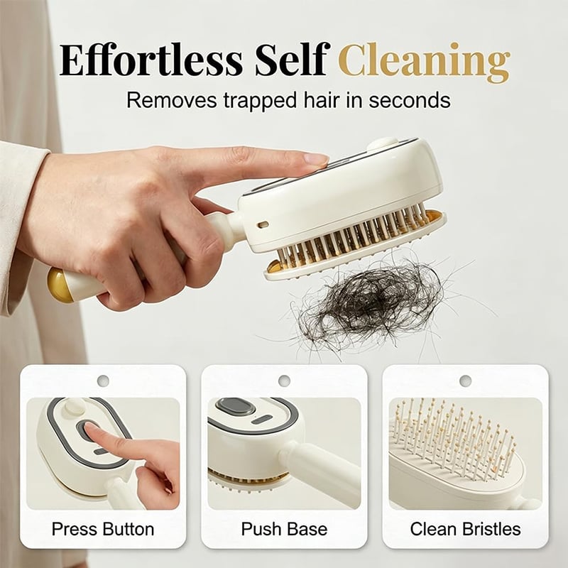 Electric Spray Air Cushion Massage Comb – Self-Cleaning, Anti-Tangle, Anti-Static, Volumizing Hair Brush with Essential Oil Mist Aromatherapy for Hair Care