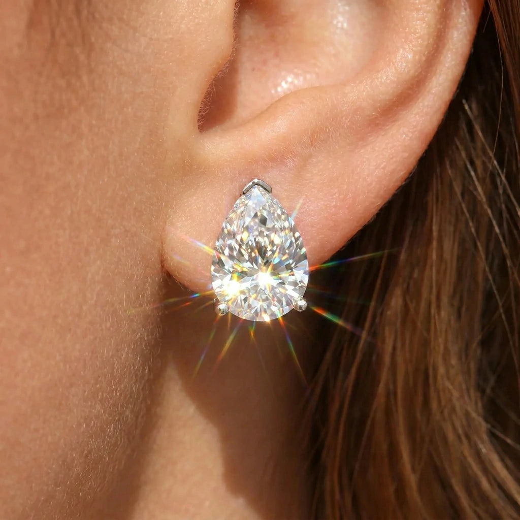[Last Day 90% OFF] VVS Pear-Cut Moissanite Stud Earrings - 1ct to 3ct Per Earring