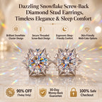 🔥 LAST DAY 90% OFF : Dazzling Snowflake Screw-Back Diamond Stud Earrings – Architectural Brilliance & Sleep-Friendly Comfort