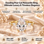 🔥 LAST DAY 90% OFF : Dazzling Pear-Cut Moissanite Ring | 18K Gold Plated S925 Teardrop Solitaire Ring with Marquise Accents