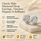 🔥 LAST DAY 90% OFF : Classic Halo Diamond Huggie Hoop Earrings – Timeless Elegance & Secure Brilliance
