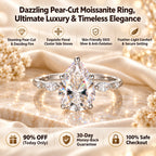 🔥 LAST DAY 90% OFF : Dazzling Pear-Cut Moissanite Ring | 18K Gold Plated S925 Teardrop Solitaire Ring with Marquise Accents