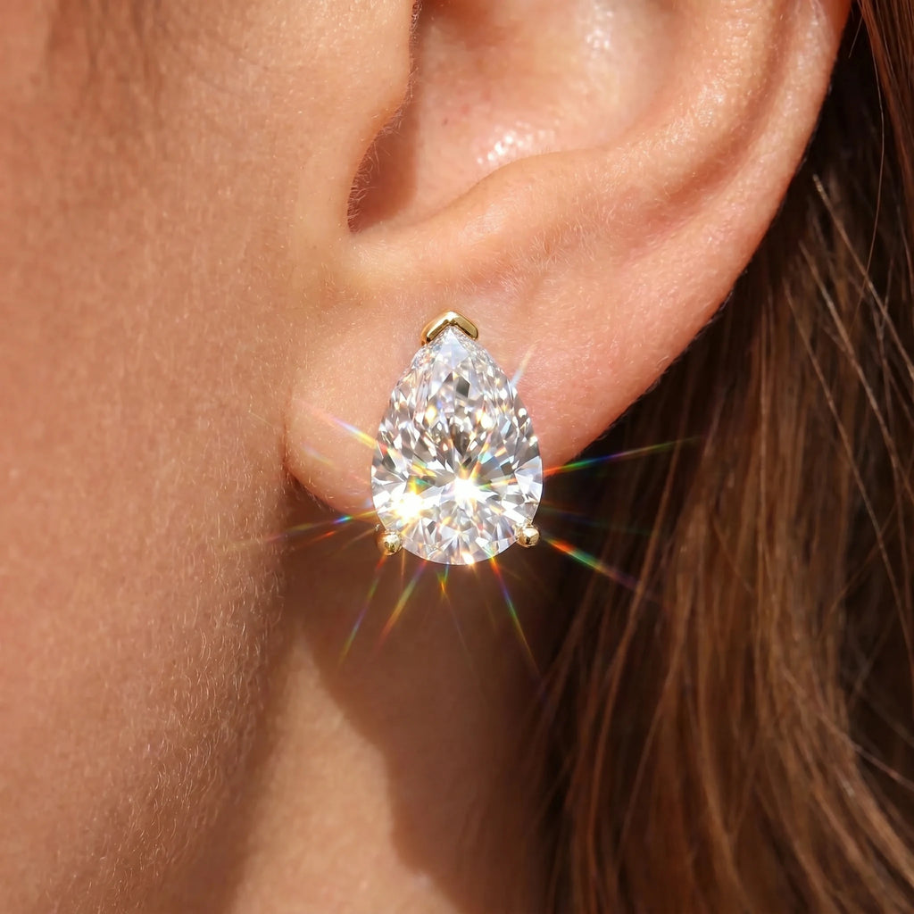 [Last Day 90% OFF] VVS Pear-Cut Moissanite Stud Earrings - 1ct to 3ct Per Earring