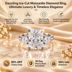 🔥 LAST DAY 90% OFF : Dazzling Ice-Cut Moissanite Diamond Ring (1.5CT - 5.0CT) | 18K Gold Plated S925 Three-Stone Radiant Ring with Trillion Accents