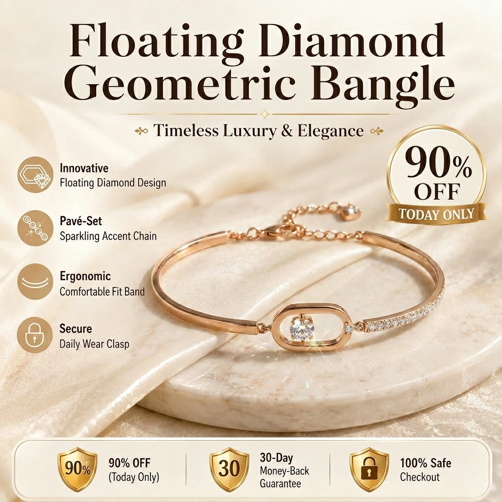 🔥 LAST DAY 90% OFF : Floating Diamond Geometric Bangle – Timeless Luxury &amp; Kinetic Brilliance