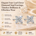 🔥 LAST DAY 90% OFF : Elegant Four-Leaf Clover Moissanite Diamond Stud Earrings – Timeless Luxury & 100% Diamond Tester Approved