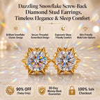 🔥 LAST DAY 90% OFF : Dazzling Snowflake Screw-Back Diamond Stud Earrings – Architectural Brilliance & Sleep-Friendly Comfort